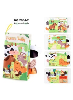 Generic Baby Baby Sea Land Air Tail Cloth Book Ocean Forest Flying Animals Palm Book Early Education Toy With Ring Paper-Color:4 Pages, 8 Sides, Farm Tail With Sound Paper + Bb Barking  - Image 1