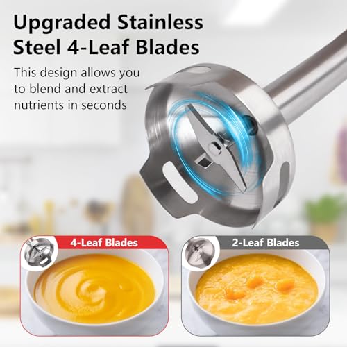 Liebe&Lecker Immersion Blender Handheld Cordless, 3 in 1 Cordless Hand Blender, 8 Speed Emulsion Blender Handheld with Whisk Milk Frother for Soup Smoothie Red - Image 5