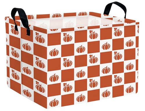 BOOHIT Large Halloween Themed Candy Gift Boo Basket for Kids Baby Personalized Adults Storage Bin Fall DecorGrid Pumpkin - Image 1