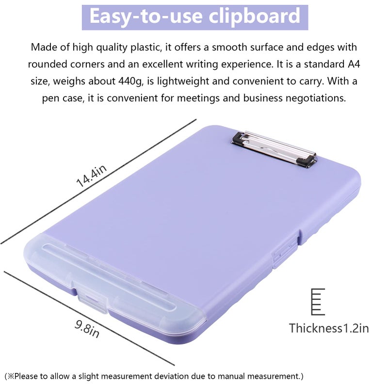 SFLHHDM Clipboard with Storage, Clip Boards 8.5x11, Plastic Clipboard with Pen Holder, Purple Clipboards, Clip Board Folder for Women Teachers Work, School & Office Supplies - Image 4