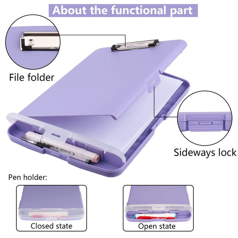 SFLHHDM Clipboard with Storage, Clip Boards 8.5x11, Plastic Clipboard with Pen Holder, Purple Clipboards, Clip Board Folder for Women Teachers Work, School & Office Supplies - Image 5