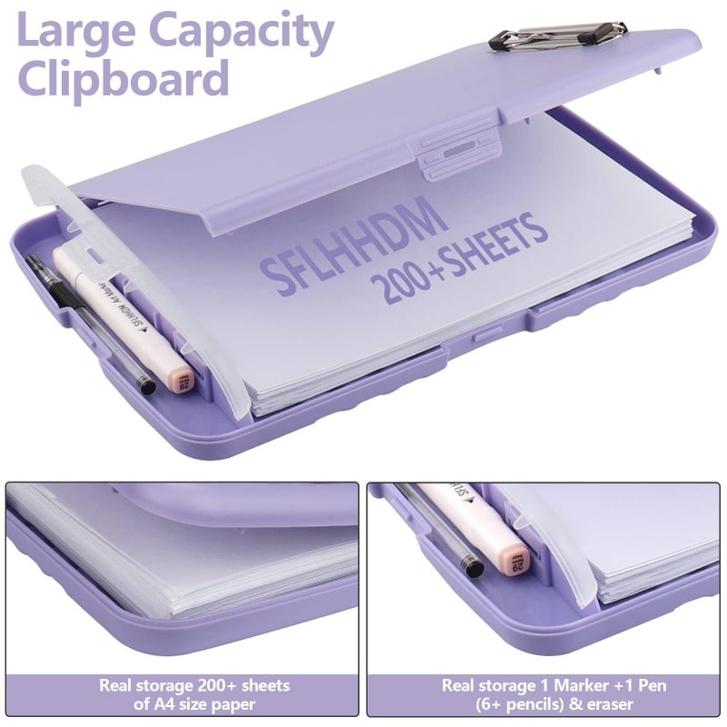 SFLHHDM Clipboard with Storage, Clip Boards 8.5x11, Plastic Clipboard with Pen Holder, Purple Clipboards, Clip Board Folder for Women Teachers Work, School & Office Supplies - Image 2