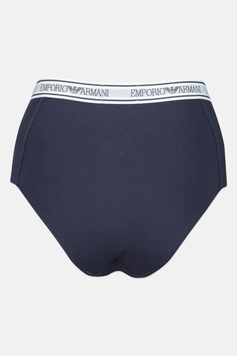 EMPORIO ARMANI Women Brand Logo Pull On Panty, Navy - Image 3