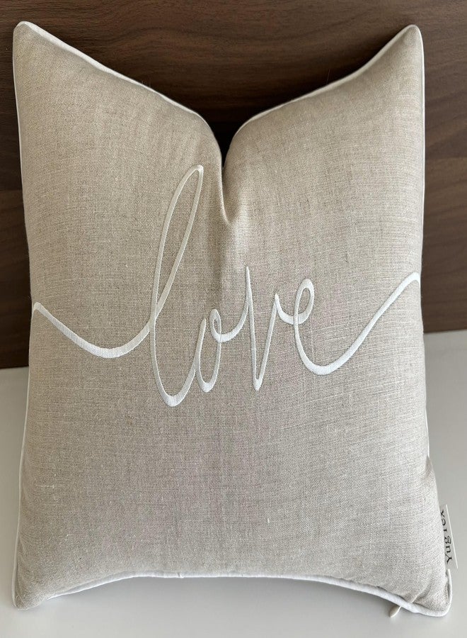 YugTex Love Sentiment Embroidered Lumbar Accent Throw Pillow Cover - Newlyweds, Bedroom Decor, Sofa - 12x18, Natural - Image 1