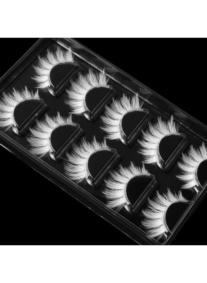 DSLONG DSLONG 5 Pairs White Lashes Cosplay Lashes 3D Multi-Layered Anime Manga Lashes Effect Fluffy Wispy Cat Eye White False Eyelashes For Halloween Masquerade Eyelash Tools (W01) - Image 1