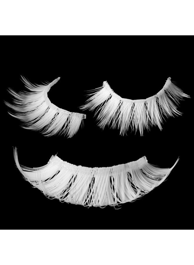 DSLONG DSLONG 5 Pairs White Lashes Cosplay Lashes 3D Multi-Layered Anime Manga Lashes Effect Fluffy Wispy Cat Eye White False Eyelashes For Halloween Masquerade Eyelash Tools (W01) - Image 2