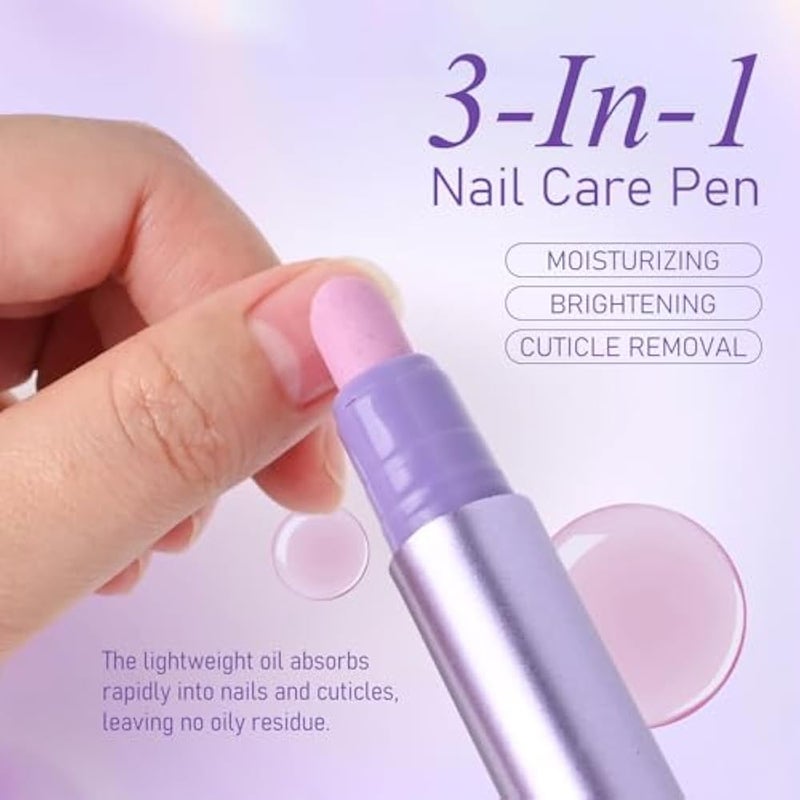 KYDA Cuticle Oil Pen, Multifunctional 3-in-1 Nail Care Pen, Moisturising and Brightening Cuticle Remover Pen with Ceramic Tip, for Dry, Damaged Nails - Pack of 2 - Image 4