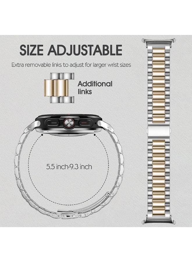 O Ozone (Pack of 2) Stainless Steel Watch Straps Compatibile with Samsung Galaxy Watch Ultra 47mm Strap Band, Adjustable Stainless Steel Replacement Band for Galaxy Watch 7 Ultra 47mm - Multi1 - Image 5