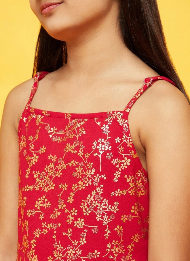 AKS Floral Printed Kurta Set for Girls - Image 2