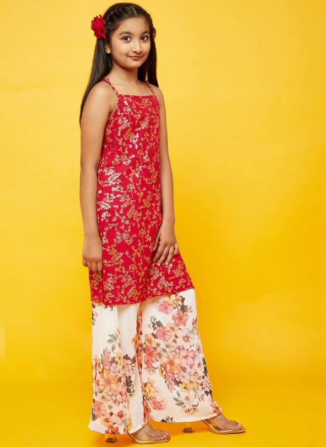 AKS Floral Printed Kurta Set for Girls - Image 4