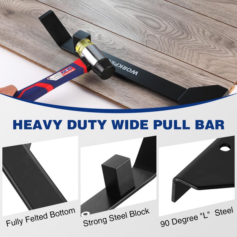 WORKPRO 17ï¼‚ Heavy Duty Pull and Pry Bar, Professional Pull Bar Flooring Tool for Wood Floor, Vinyl Plank, LVP, LVT and Floating Floor Installation - Image 4