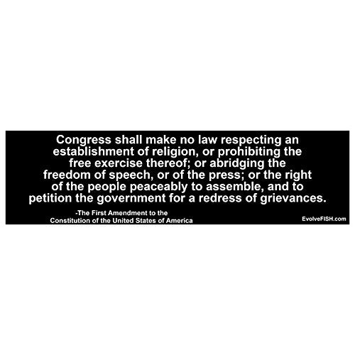 EvolveFISH First Amendment Bumper Sticker 11 x 3 - Image 1