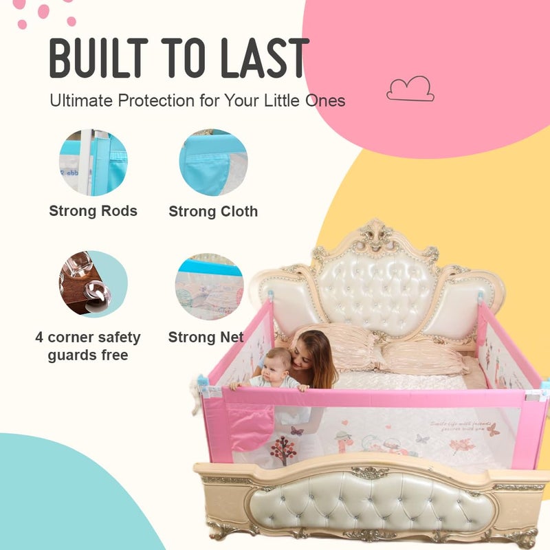 SAFE-O-KID® Fortress Designer Bed Rail Guard with 1 Year Warranty Pink (6FT/183CM), Pack of 1 - Image 3