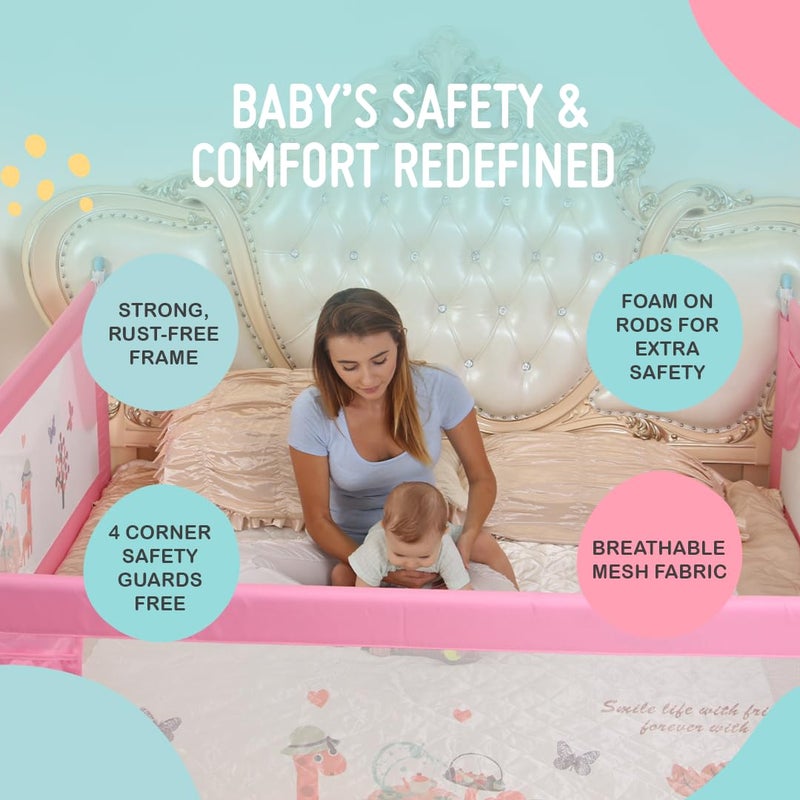 SAFE-O-KID® Fortress Designer Bed Rail Guard with 1 Year Warranty Pink (6FT/183CM), Pack of 1 - Image 4