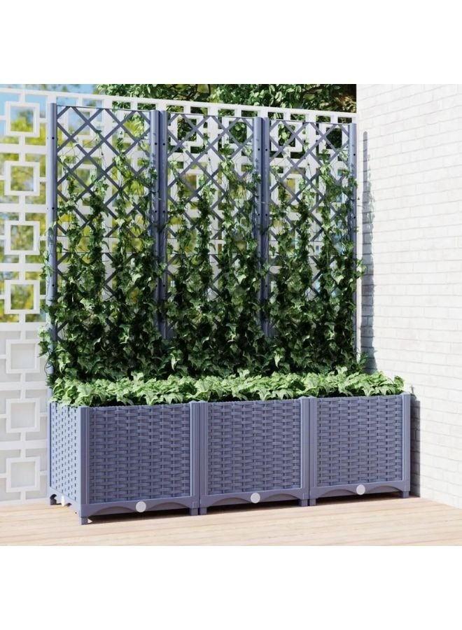 vidaxl vidaXL Garden Planter with Trellis Dark Grey 120x40x136 cm PP  - Image 1
