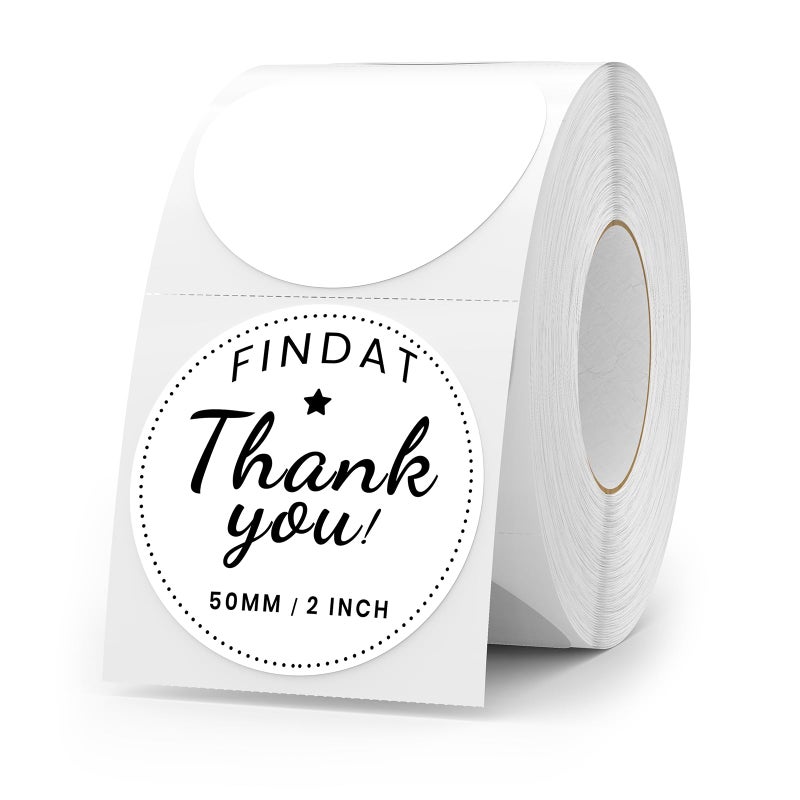 FINDAT White Thermal Labels Round 2 Inch Vinyl Circle Direct Printer Stickers Waterproof SelfAdhesive Decals Label for Logo Design Sealing Office Address 500 PCS - Image 2