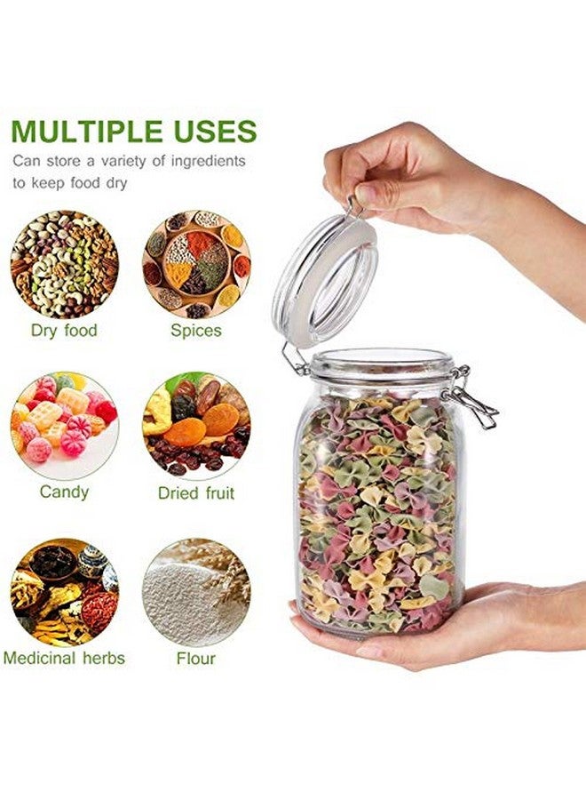 Star Work Glass Jars With Airtight Lids & Leak Proof Rubber Gasket,Large Wide Mouth Mason Jars With Buckle Lids For Kitchen Canisters 1500Ml,Big Glass Storage (Pack Of 4,Round) - Transparent - Image 2