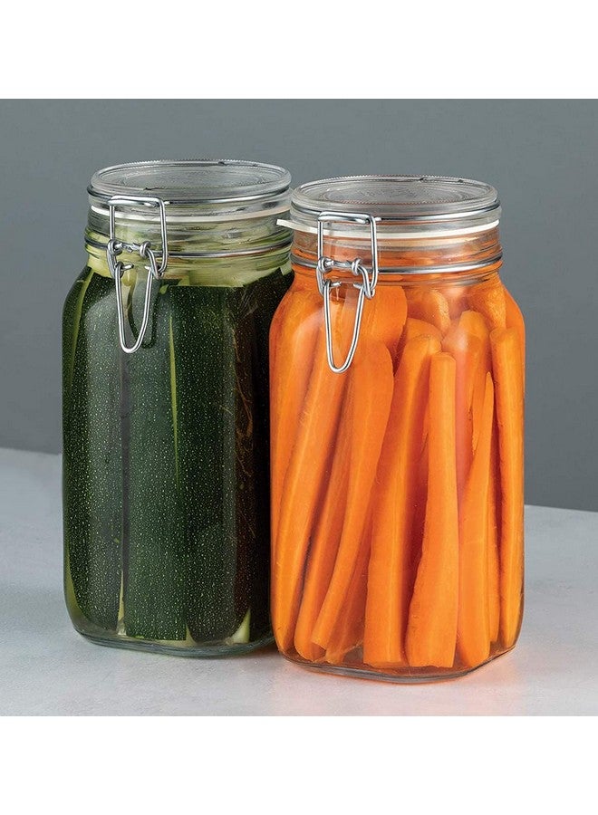 Star Work Glass Jars With Airtight Lids & Leak Proof Rubber Gasket,Large Wide Mouth Mason Jars With Buckle Lids For Kitchen Canisters 1500Ml,Big Glass Storage (Pack Of 4,Round) - Transparent - Image 5