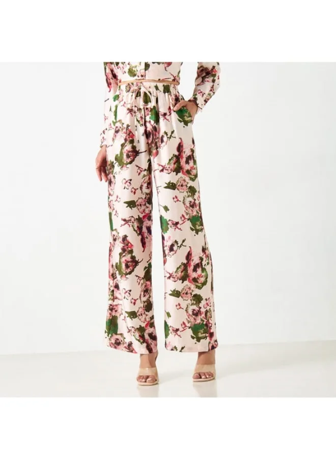 2Xtremz 2Xtremz All-Over Print Wide Leg Pants with Drawstring Closure and Pockets