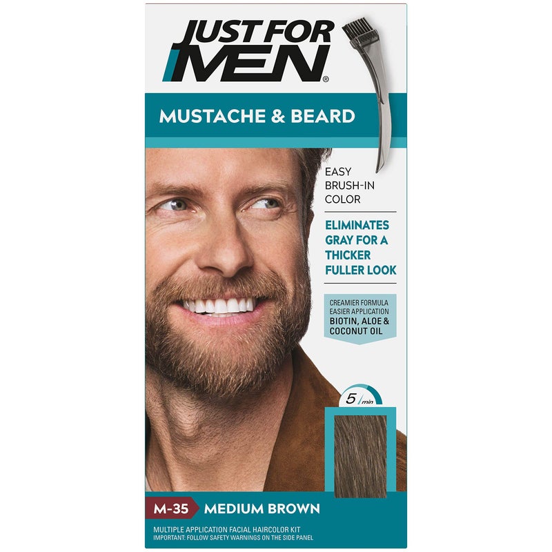 JUST FOR MEN Color Gel Mustache & Beard M-35 Medium Brown 1 ea (Pack of 6) - Image 1