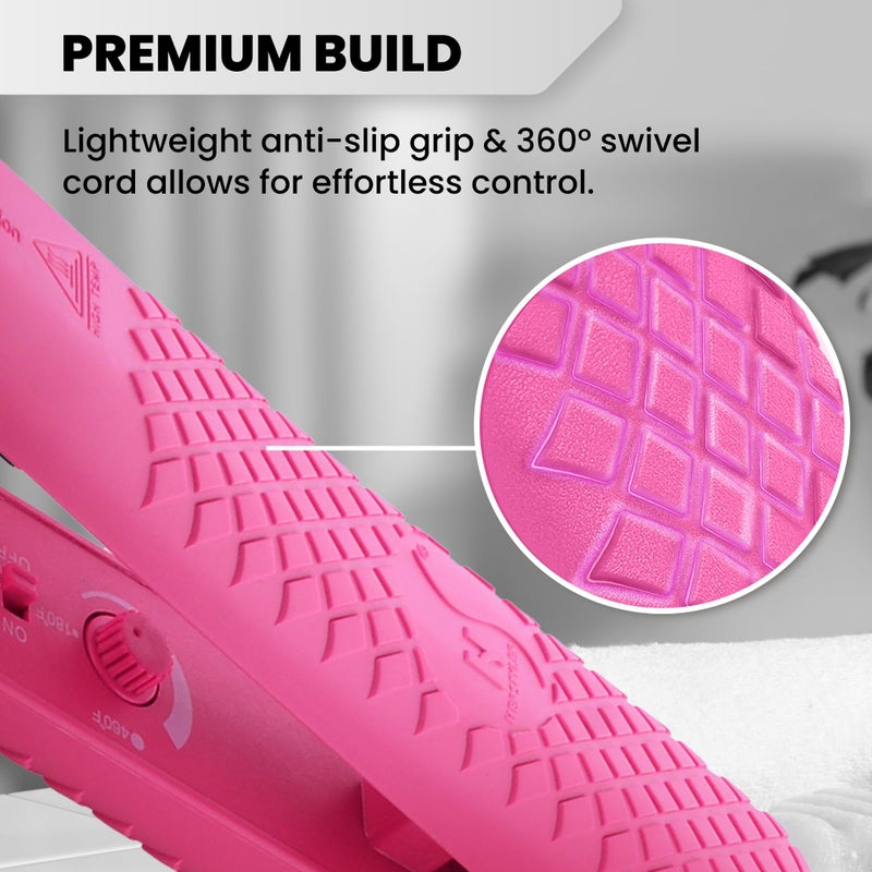 Herstyler Colorful Seasons Flat Iron - Travel Friendly Dual Voltage Flat Iron 1.25 inch - Ceramic Dual Voltage Hair Straightener - Pink Straightening Iron with Negative Ion Technology to Fight Frizz - Image 4