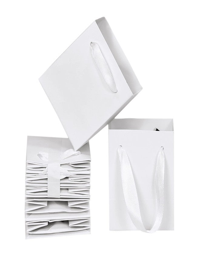 HUAPRINT 12 Pack Extra Small White Gift Bags,4x2.75x4.5 inch Tiny Mini Paper Bags with Handles Bulk For Party Favors,Presents,Birthday, Weddings,Baby Showers,Business,Shopping - Image 1