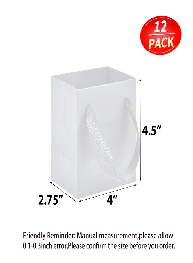 HUAPRINT 12 Pack Extra Small White Gift Bags,4x2.75x4.5 inch Tiny Mini Paper Bags with Handles Bulk For Party Favors,Presents,Birthday, Weddings,Baby Showers,Business,Shopping - Image 2