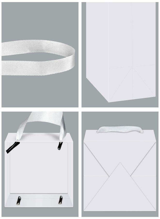 HUAPRINT 12 Pack Extra Small White Gift Bags,4x2.75x4.5 inch Tiny Mini Paper Bags with Handles Bulk For Party Favors,Presents,Birthday, Weddings,Baby Showers,Business,Shopping - Image 3