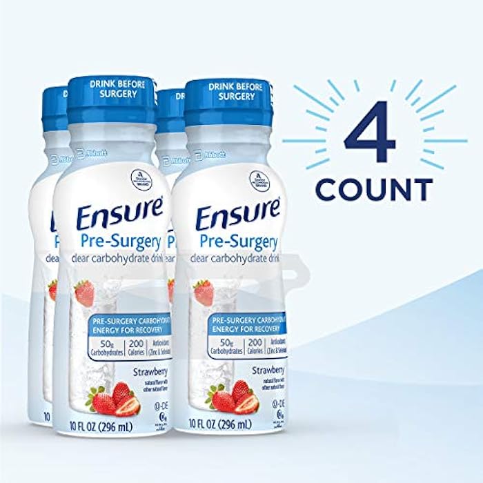 Ensure Surgery اشرب الكربوهيدرات الواضحة قبل الجراحة، بنكهة الفراولة، 10 أونصة سائلة، 4 عبوات - Image 5