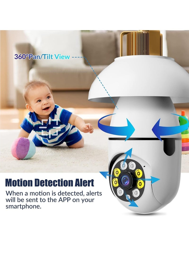 ELTRAZONE كاميرا E27، نظام كاميرات أمان 1080P مع واي فاي 2.4GHz، كاميرات مراقبة منزلية لاسلكية بزاوية 360 درجة، رؤية ليلية، صوت ثنائي الاتجاه، كشف حركة ذكي - Image 4