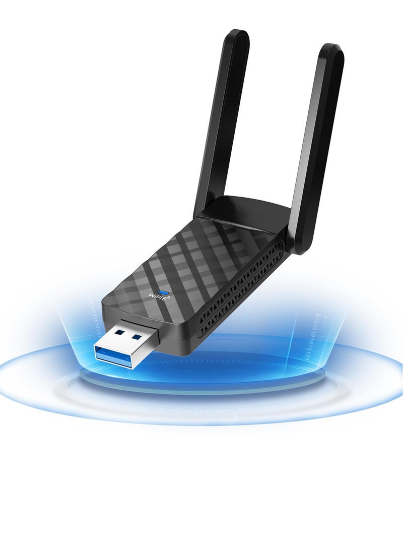 Excefore WiFi Dongle, 1800Mbps USB WiFi Adapter, for PC AX1800 WiFi 6 Adapter 2.4G/5GHz USB 3.0 Wireless Adapter, WPA3, 2x High Gain Antennas, for PC/Desktop/Laptop, for Windows 10/11 - Image 1