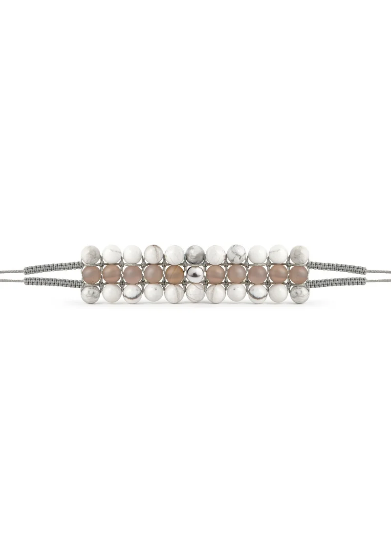 Minza  Minza ” India ” Pure 925 Sterling Silver, agate stone, Howlite stone, Handmade Bracelet for Women, Woven & Braided Bracelet, 0.350 grams of Silver, Jewelry for Casual & Special Occasion for Women | Best Price UAE