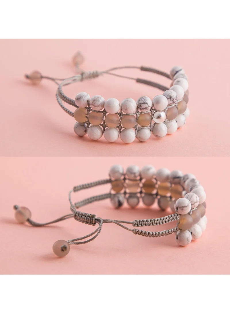 Minza  Minza ” India ” Pure 925 Sterling Silver, agate stone, Howlite stone, Handmade Bracelet for Women, Woven & Braided Bracelet, 0.350 grams of Silver, Jewelry for Casual & Special Occasion for Women | Best Price UAE