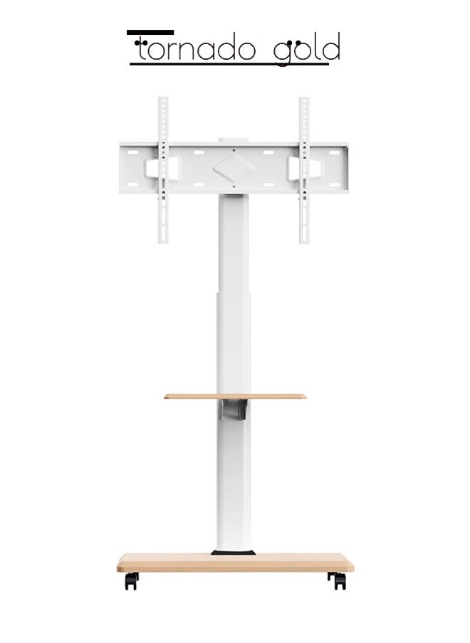 tornado gold Mobile TV Stand with Wheels for 32-75 Inch LCD LED Flat Curved Screen, Height Adjustable Mobile Portable TV Stand with Media Stand Tray  - Image 2