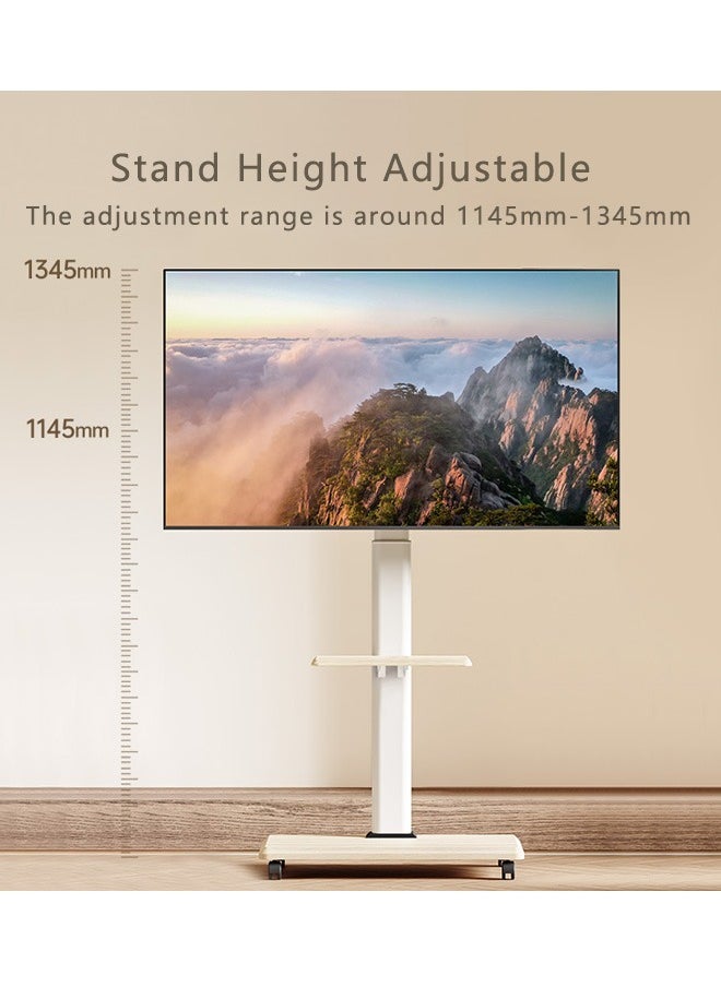 tornado gold Mobile TV Stand with Wheels for 32-75 Inch LCD LED Flat Curved Screen, Height Adjustable Mobile Portable TV Stand with Media Stand Tray  - Image 4