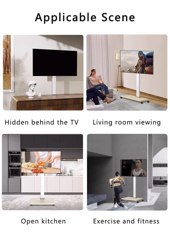 tornado gold - Mobile TV Stand with Wheels for 32-75 Inch LCD LED Flat Curved Screen, Height Adjustable Mobile Portable TV Stand with Media Stand Tray - Image 1