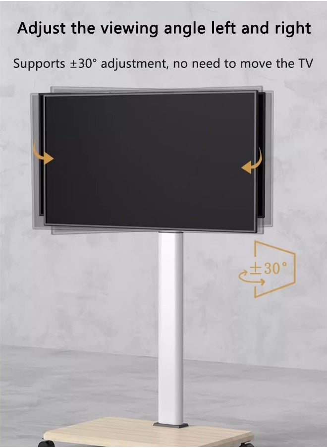 tornado gold - Mobile TV Stand with Wheels for 32-75 Inch LCD LED Flat Curved Screen, Height Adjustable Mobile Portable TV Stand with Media Stand Tray - Image 1