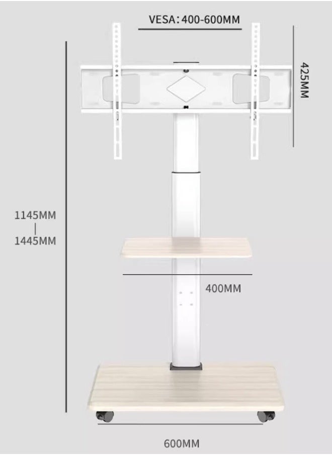 tornado gold - Mobile TV Stand with Wheels for 32-75 Inch LCD LED Flat Curved Screen, Height Adjustable Mobile Portable TV Stand with Media Stand Tray - Image 1