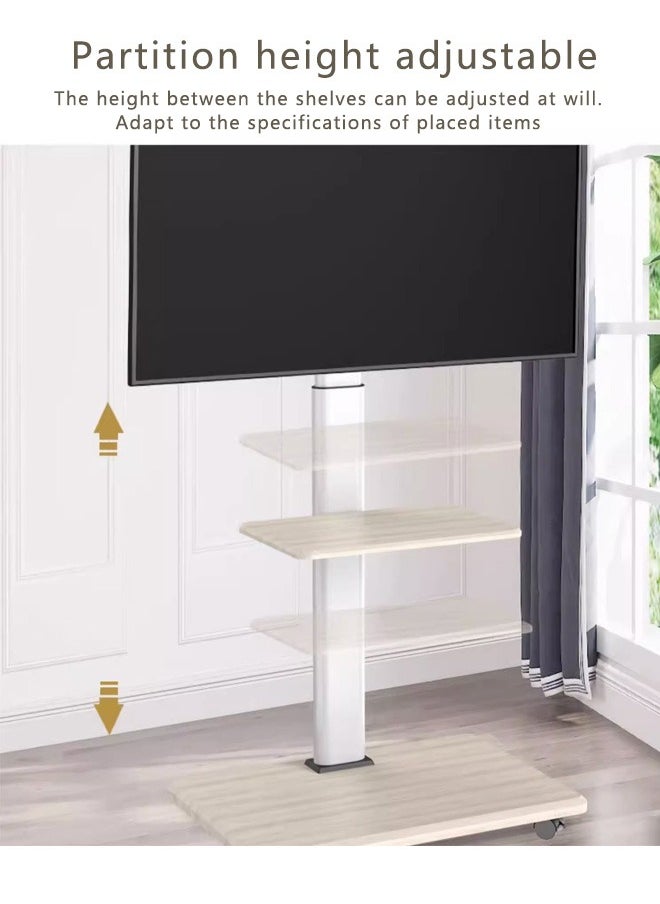 tornado gold - Mobile TV Stand with Wheels for 32-75 Inch LCD LED Flat Curved Screen, Height Adjustable Mobile Portable TV Stand with Media Stand Tray - Image 1