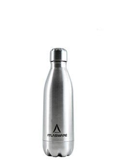 Atlasware Water Bottle with a Capacity of 350 ml, Stainless Steel Water Bottle that keeps Cold for 34 Hours and Keeps Heat for 12 Hours, Silver  - Image 1