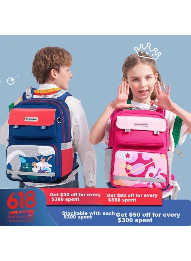 Back Care Backpack For Primary School Students, Spine-protecting, Load-reducing, Stylish, Large-capacity Backpack, Princess Purple/b25-162b - Image 1