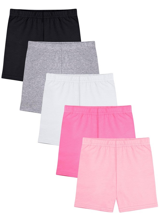 FEQO 5 Pack Toddler Girls Bike Shorts Cotton Girls Cartwheel Shorts Under Dress Dance Shorts for Baby Girls Multi-Color,4T - Image 1