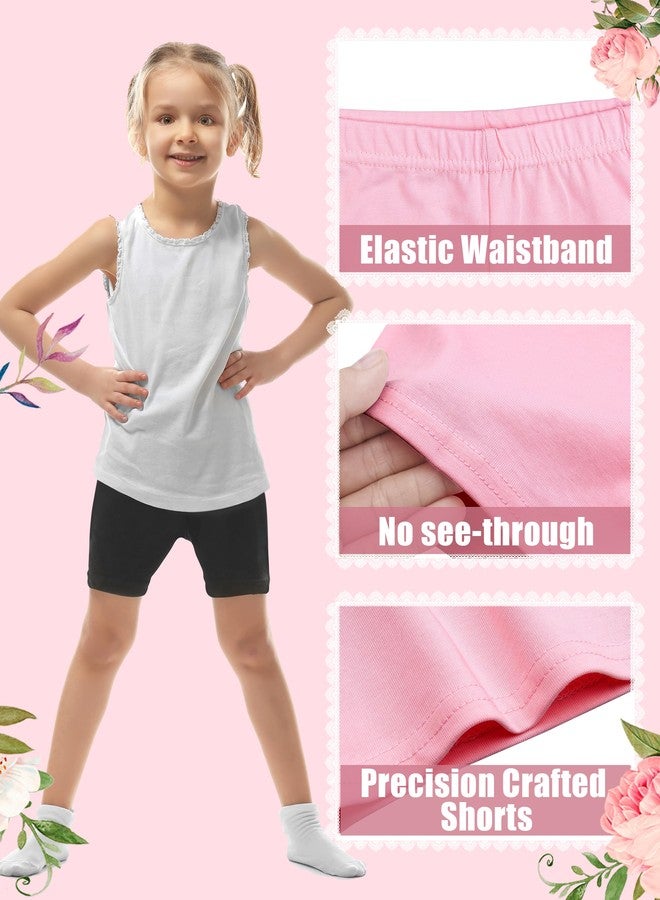 FEQO 5 Pack Toddler Girls Bike Shorts Cotton Girls Cartwheel Shorts Under Dress Dance Shorts for Baby Girls Multi-Color,4T - Image 3