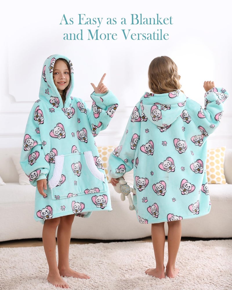 Topblan Blanket Hoodie for Kids  Sherpa Thick Warm Blanket with Big Hooded & Gaint Pocket  Warm Hoodie Blanket Both Indoors and Outdoors  Green - Image 4