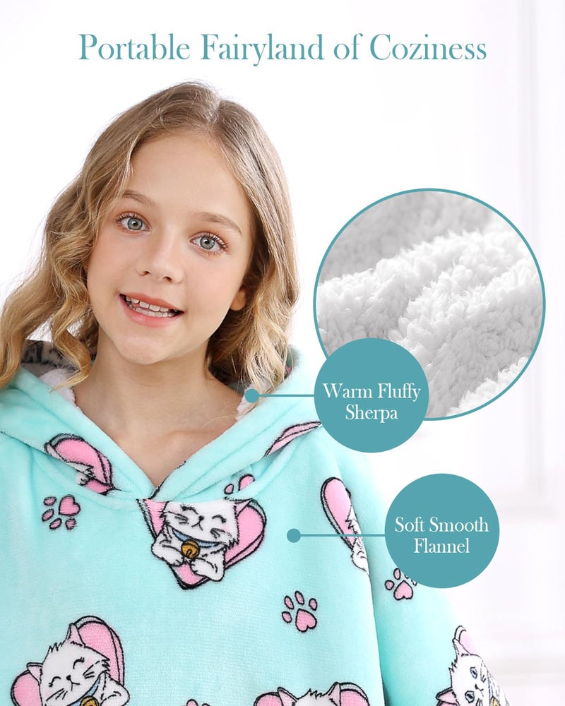 Topblan Blanket Hoodie for Kids  Sherpa Thick Warm Blanket with Big Hooded & Gaint Pocket  Warm Hoodie Blanket Both Indoors and Outdoors  Green - Image 2