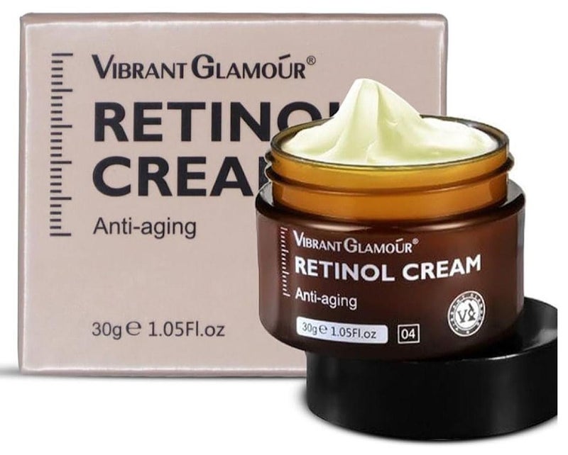 Vibrant Glamour Retinol Face Cream Anti Aging Antioxidant Reduces Fine Lines 30gRetinol Face Cream Anti Aging Antioxidant Reduces Fine Lines 30g - Image 1