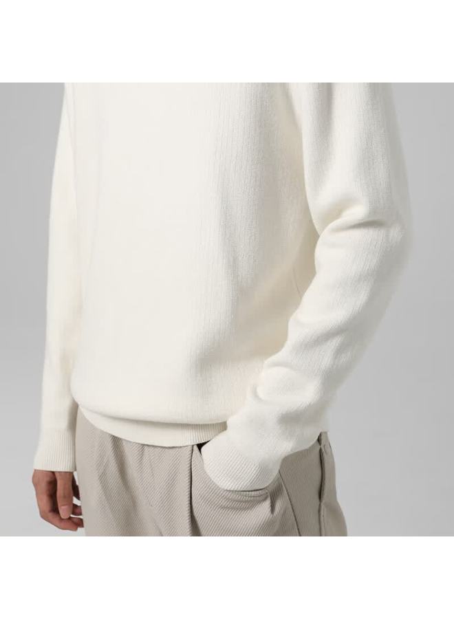 Markless Fleece Sweater Men Autumn Winter Warm Crew Neck Knit Loose Casual Pullover Base Shirt 3738 Cloud White 2XL - Image 2
