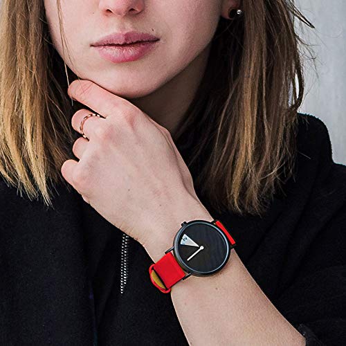 SHENGKE Creative Watch Ultra-Thin Strap Casual Fashion Quartz Minimalist Watch Red - Image 4