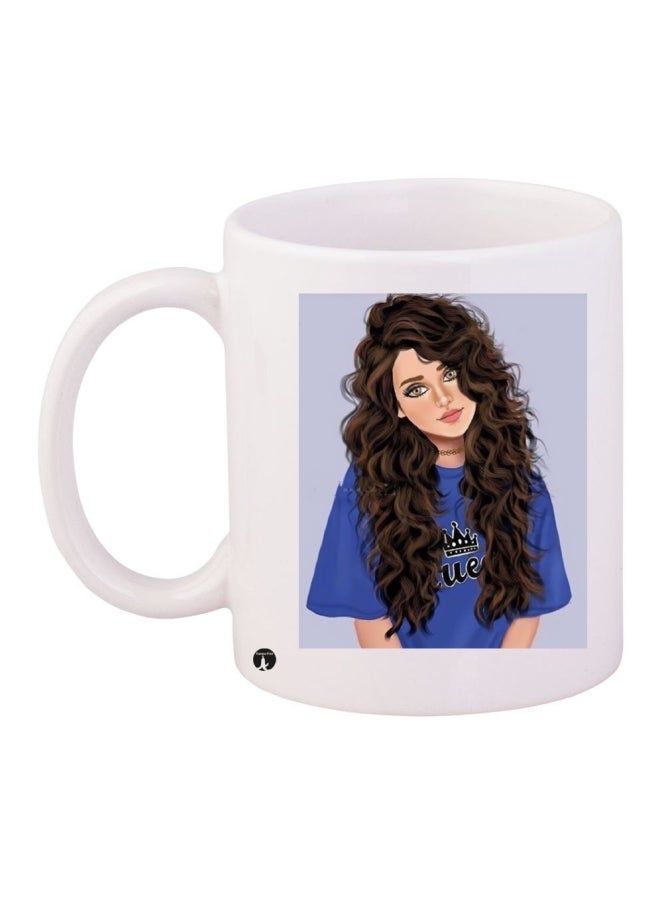 RKN Printed Ceramic Coffee Mug White/Blue/Brown - Image 1
