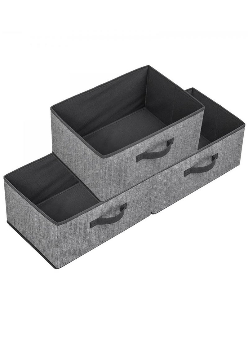 إيونتو 3 عبوات من أكياس تخزين سعة 29 لتر، صناديق تخزين الملابس قابلة للطي وموفرة للمساحة، منظمات خزانة ملابس السفر، حاويات تحت السرير، منظم الملابس، 30 * 30 * 30 سم رمادي - Image 2
